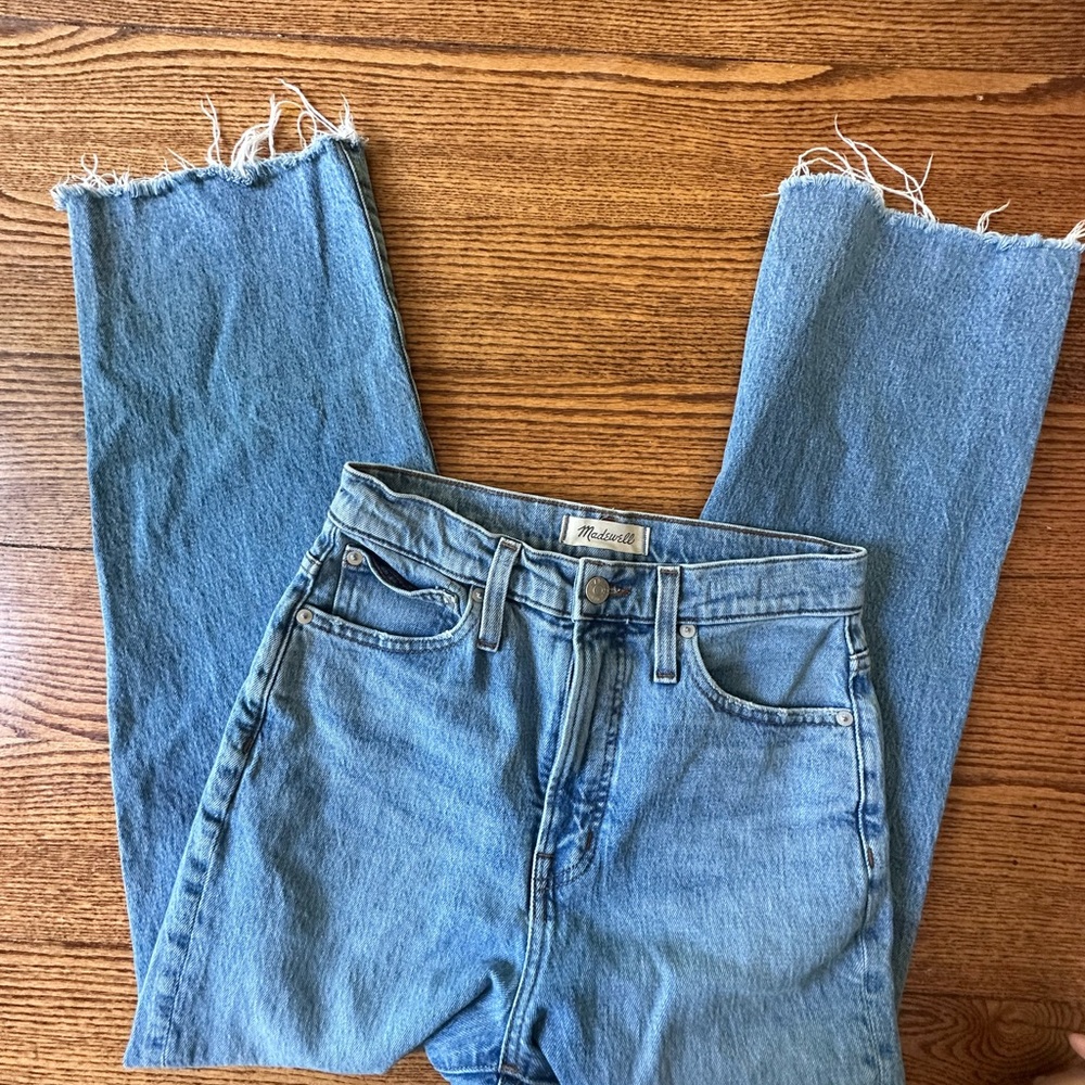 MADEWELL perfect vintage wide Leg crop Jeans with Frayed Hem 26